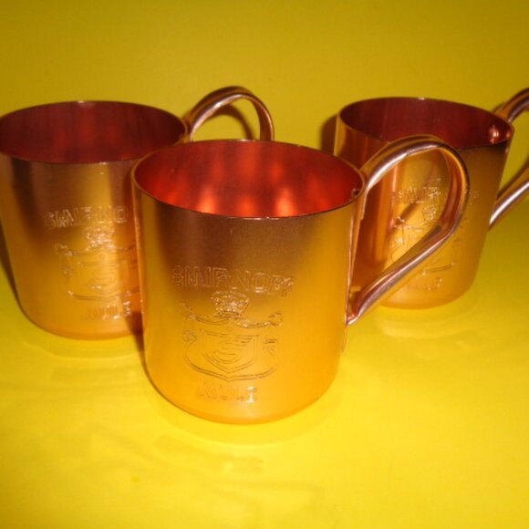 Vintage Smirnoff Copper Mule Mugs, 3" Tall, Made In Hong Kong, Lot Of 3 Items - Picture 1 of 6